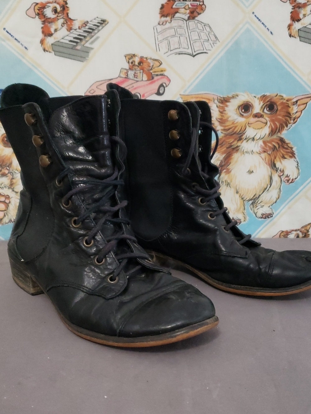 Women's Steve Madden Black Lace-Up Leather Ankle Boots